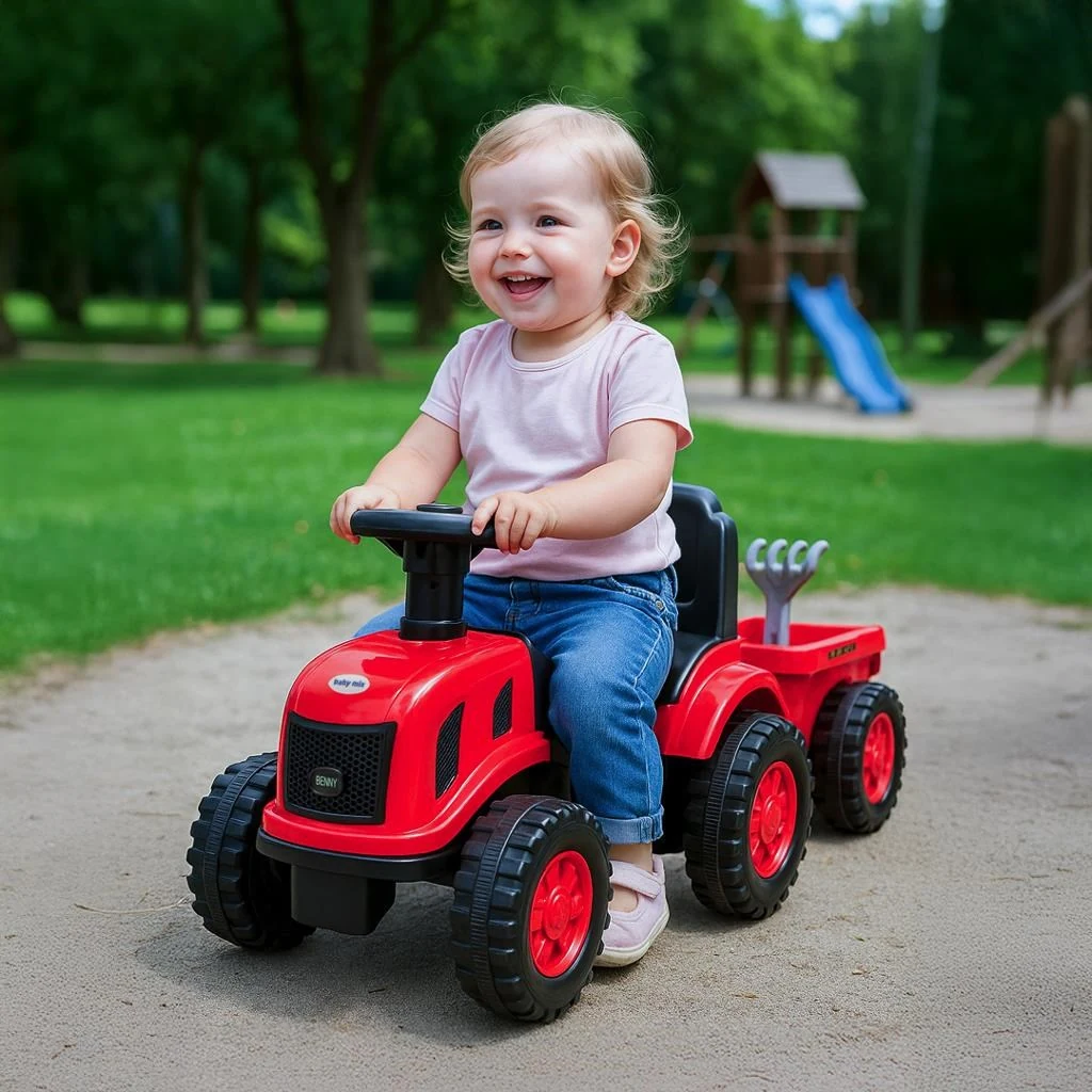 Dětské odrážedlo traktor s vlečkou Benny Baby Mix červený