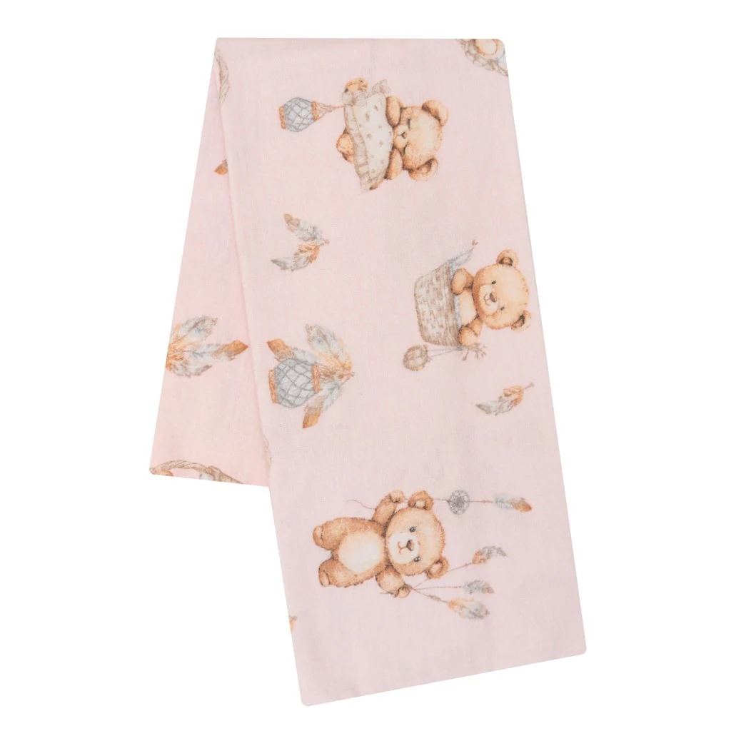 Flanelová plena s potiskem New Baby teddy bear pink