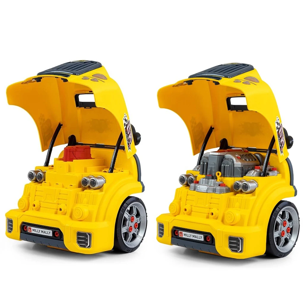 Realistický model přední části auta s otevírací kapotou Milly Mally N-GINE yellow