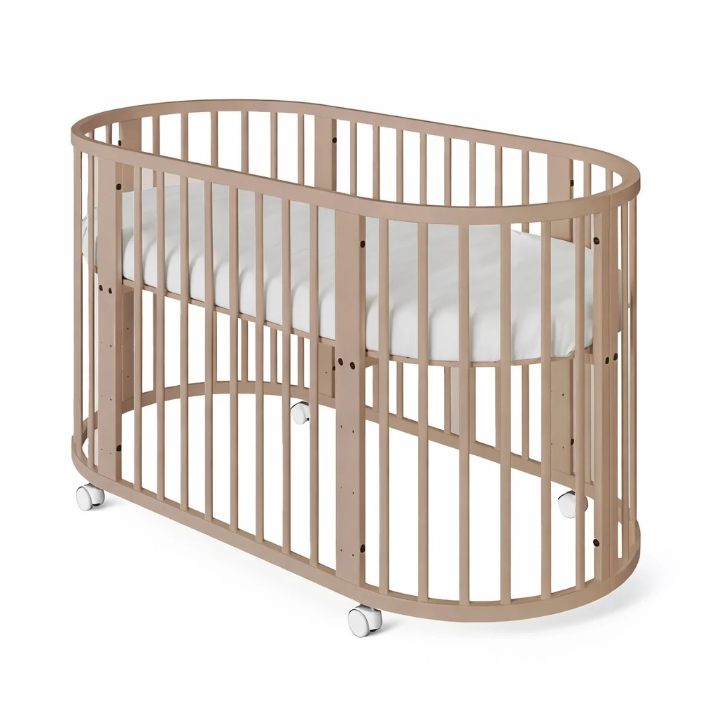 Dětská rostoucí postýlka 3v1 oválná + matrace New Baby kašmírová