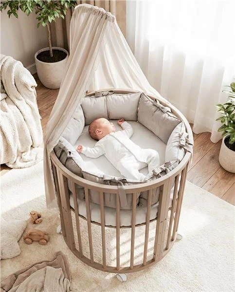 Dětská rostoucí postýlka 3v1 oválná + matrace New Baby kašmírová