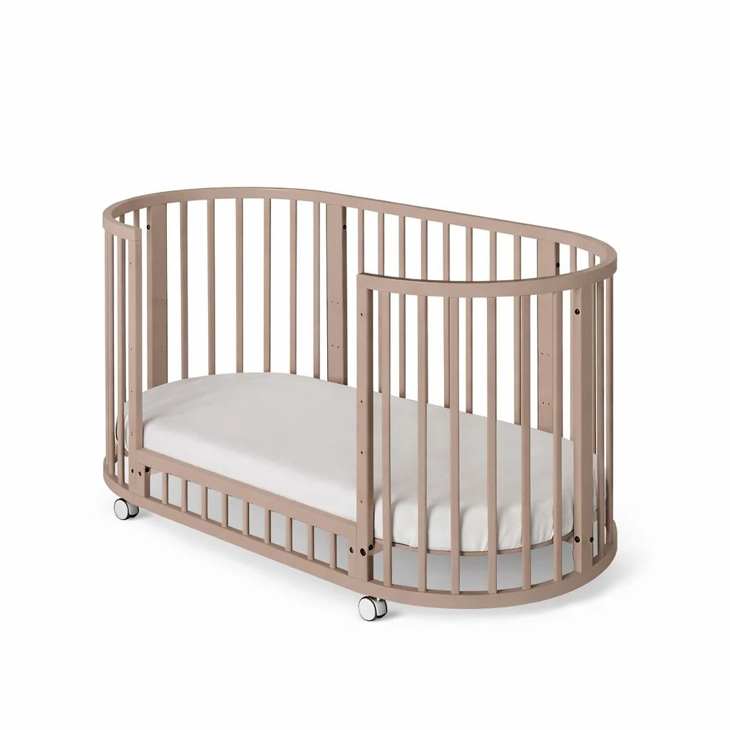 Dětská rostoucí postýlka 3v1 oválná + matrace New Baby kašmírová