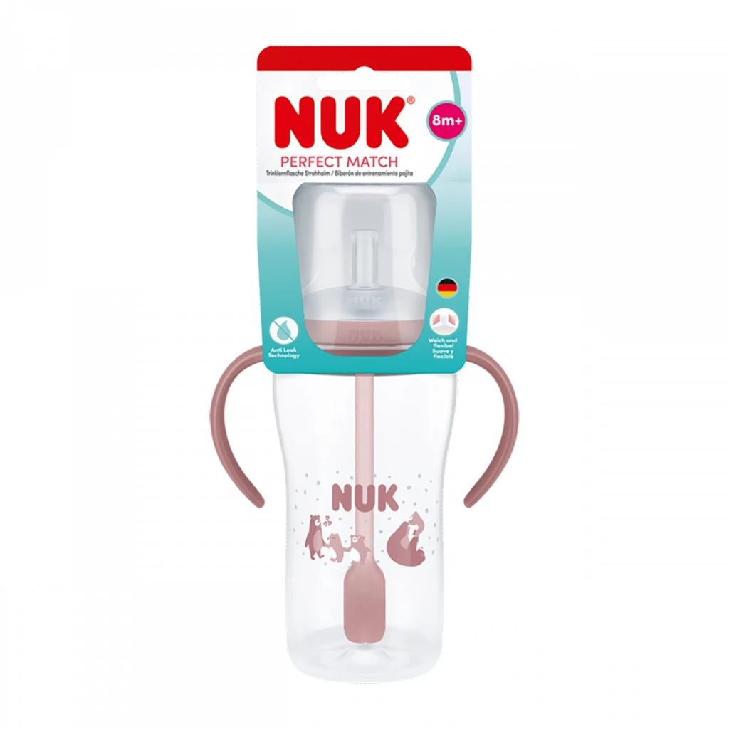 Kojenecká láhev NUK Perfect Match na učení s brčkem BEAR 260 ml