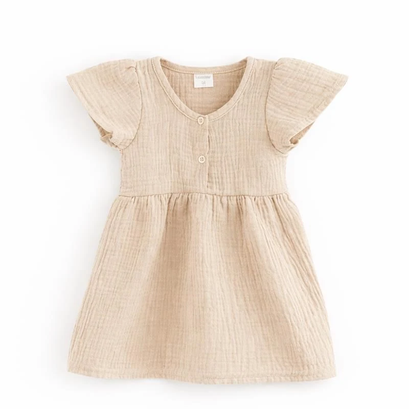 Kojenecké mušelínové šaty New Baby beige, vel. 56 (0-3m)
