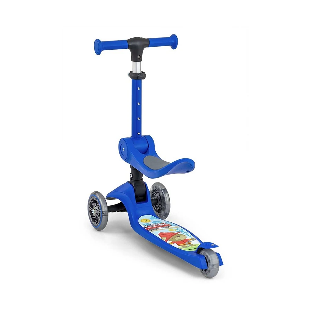 Tříkolová balanční koloběžka-scooter se sedátkem FUZZY Milly Mally blue