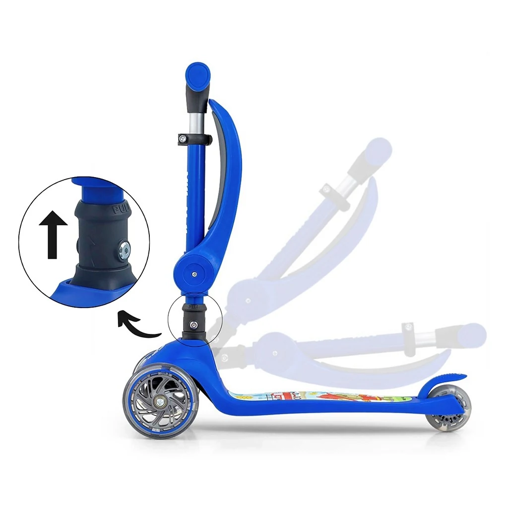 Tříkolová balanční koloběžka-scooter se sedátkem FUZZY Milly Mally blue