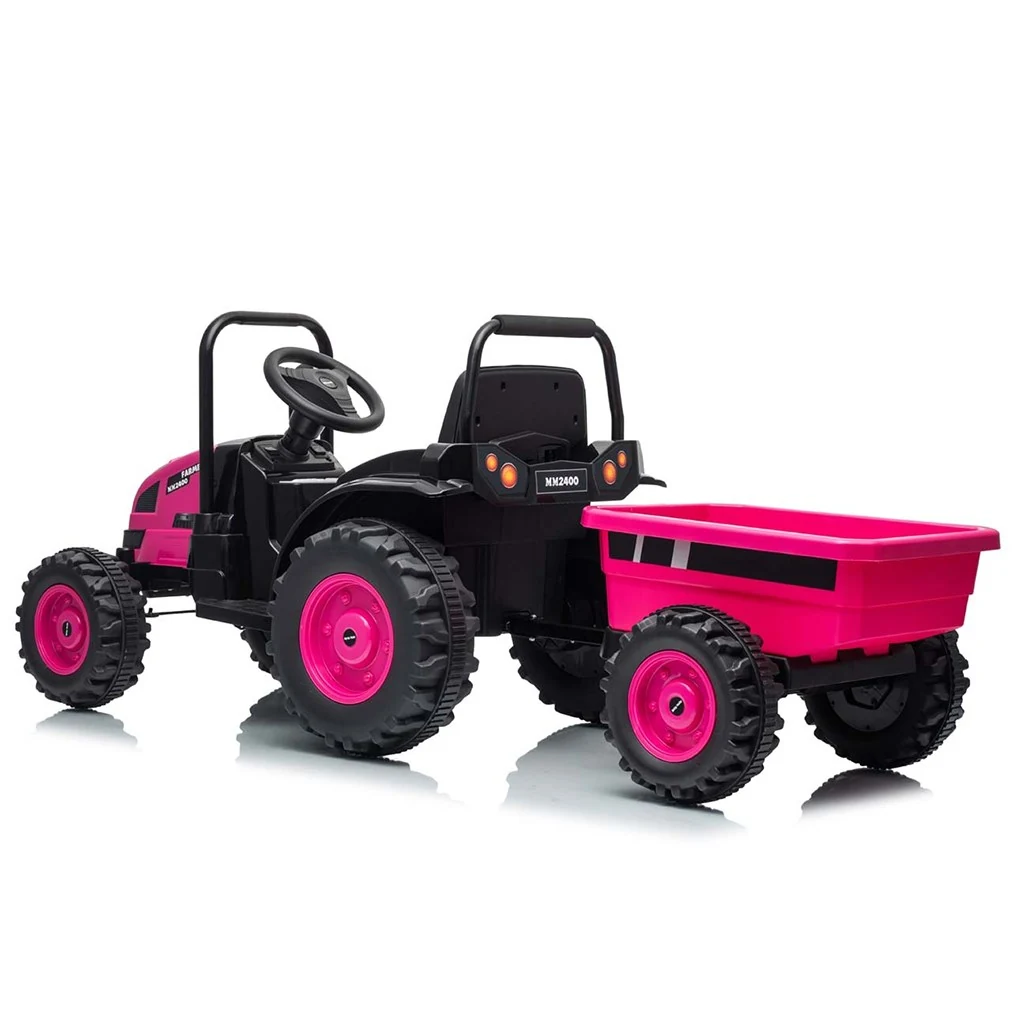 Elektrický traktor s vlečkou Milly Mally Farmer růžový