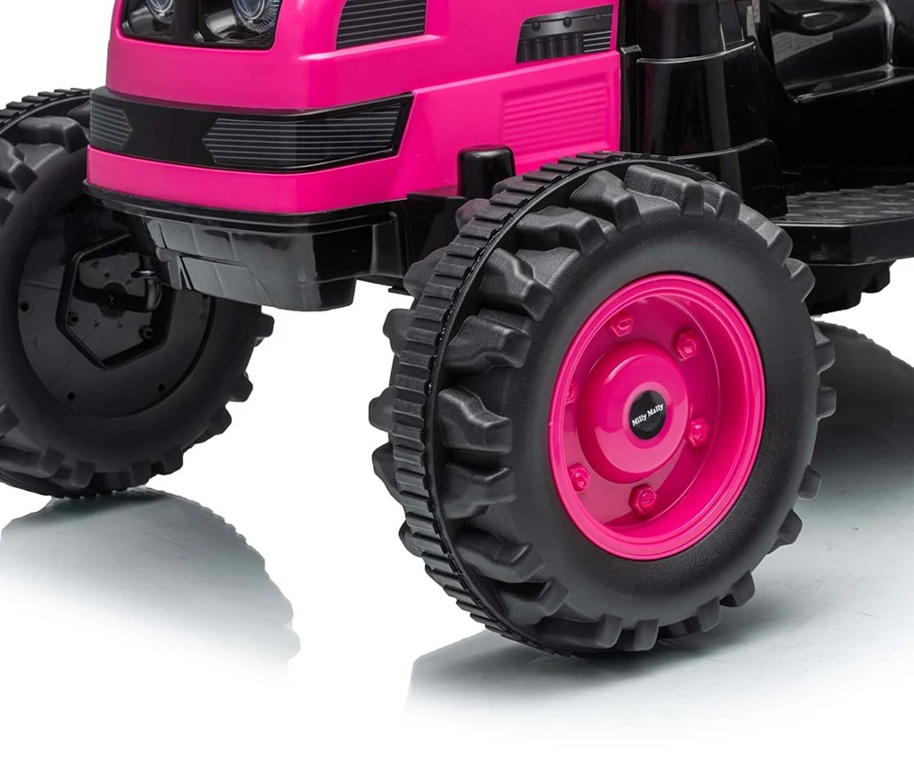 Elektrický traktor s vlečkou Milly Mally Farmer růžový