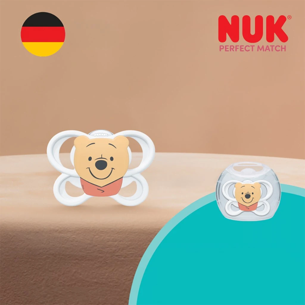 Dudlík NUK Perfect Match Air Disney Medvídek Pú 0-6 měsíců white, vel. 0-6 m