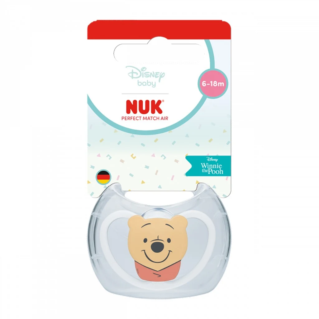 Dudlík NUK Perfect Match Air Disney Medvídek Pú 6-18 měsíců white, vel. 6-18 m