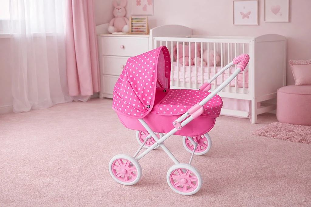 Dětský kočárek pro panenky New Baby Anička růžový