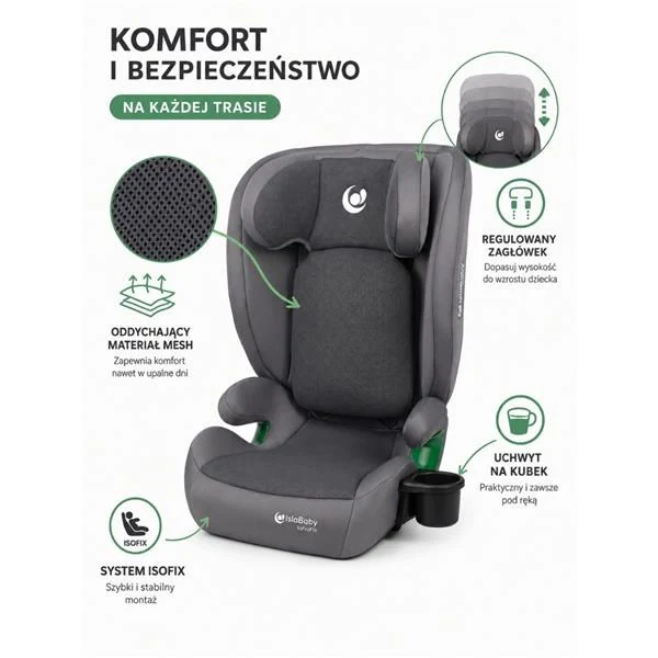 IslaBaby SafiroFix i-Size – autosedačka 100–150 cm, 15–36 kg s ISOFIX | Mesh Beige 2026