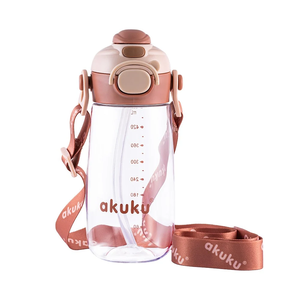 Školní láhev s brčkem Akuku 480 ml mocha