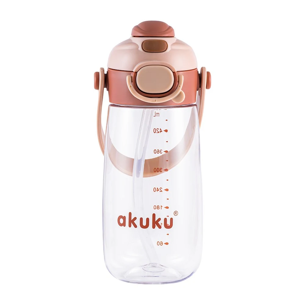 Školní láhev s brčkem Akuku 480 ml mocha