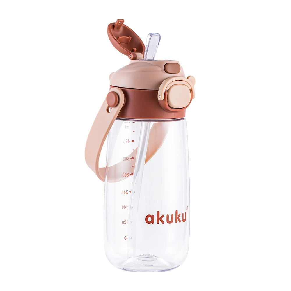 Školní láhev s brčkem Akuku 480 ml mocha