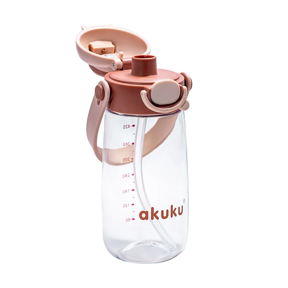 Školní láhev s brčkem Akuku 480 ml mocha
