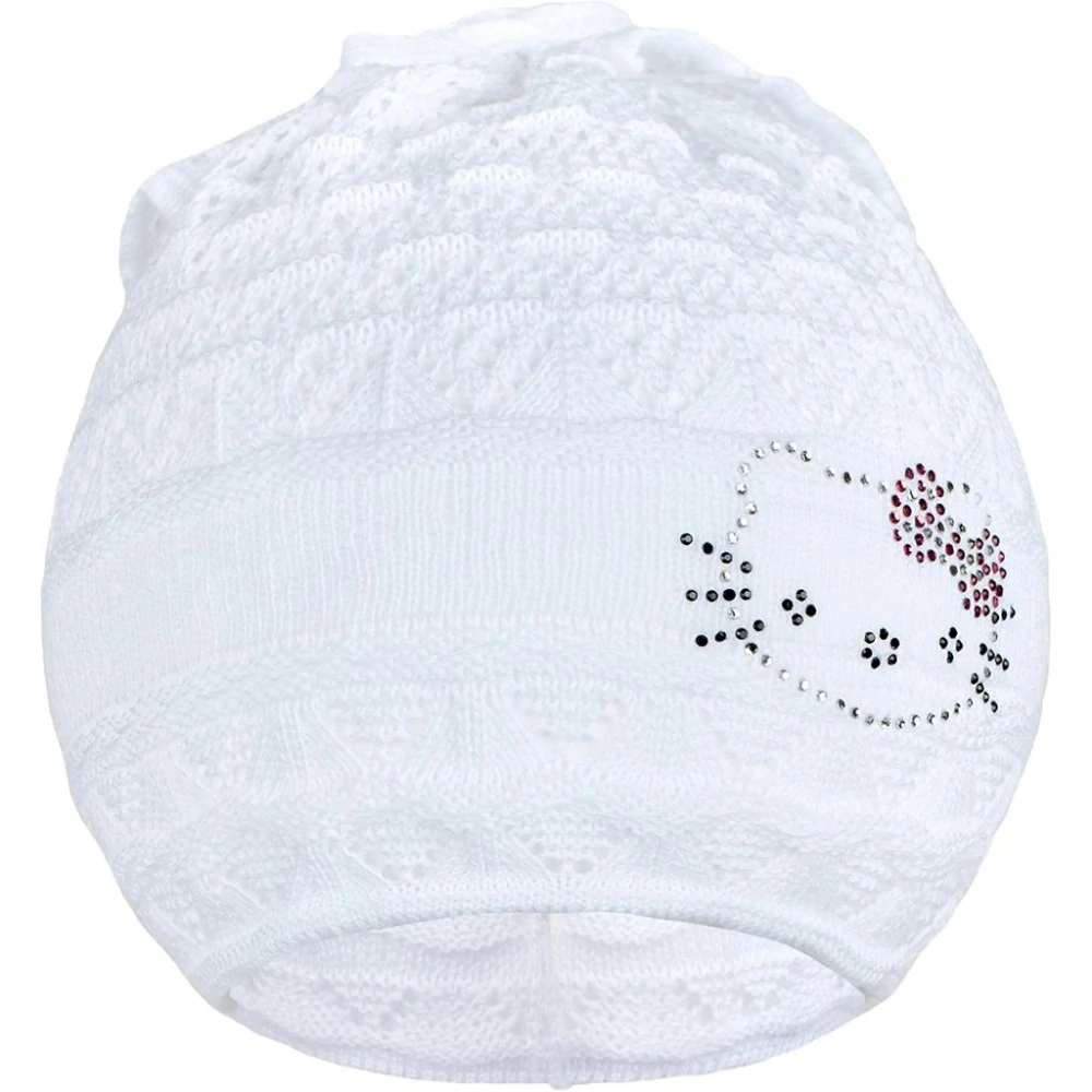 Pletená čepička-šátek New Baby kočička bílá velikost 104 (3-4r)