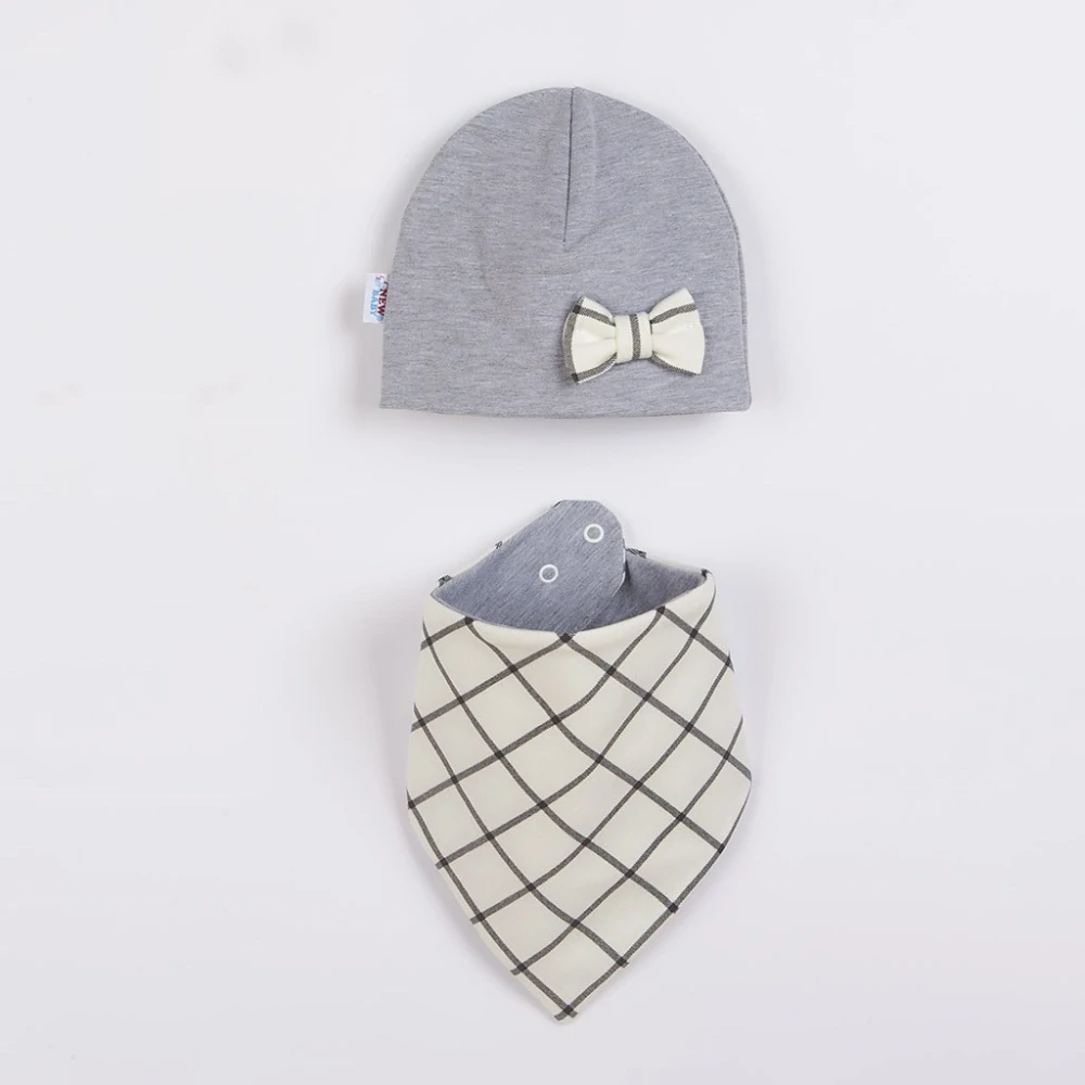 Kojenecká čepička s šátkem na krk New Baby Missy šedá velikost 74 (6-9m)