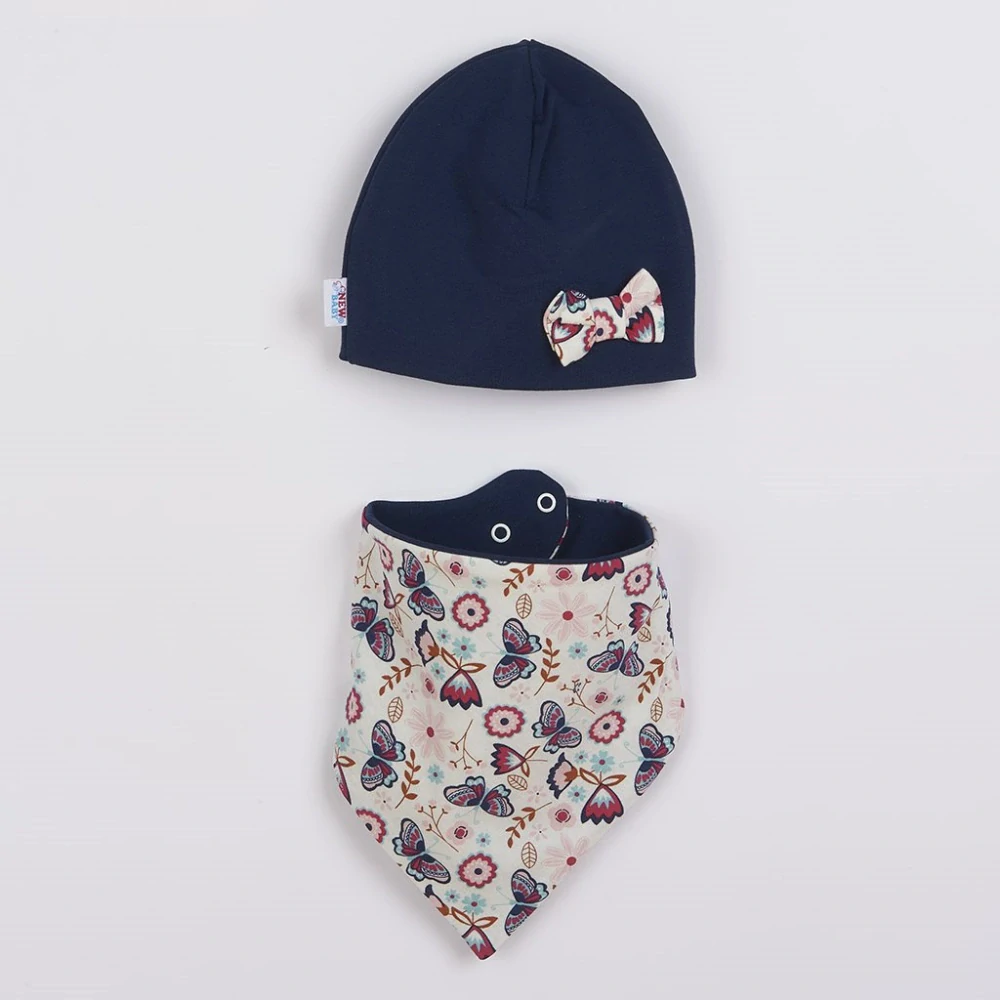 Kojenecká čepička s šátkem na krk New Baby Missy modrá velikost 86 (12-18m)