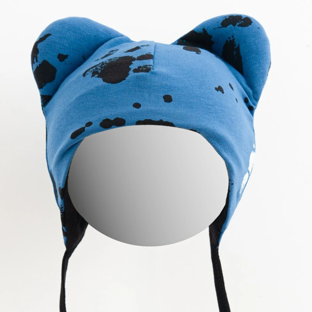 Kojenecká bavlněná čepička s oušky New Baby tlapka modrá, vel. 68 (4-6m)