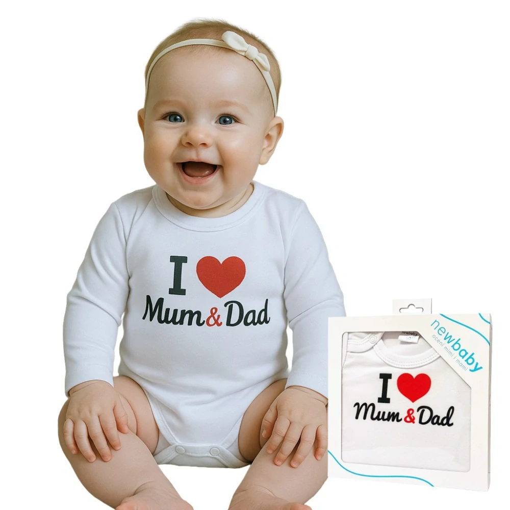 Body s potiskem New Baby I Love Mum and Dad - dárkové balení, vel. 86 (12-18m)