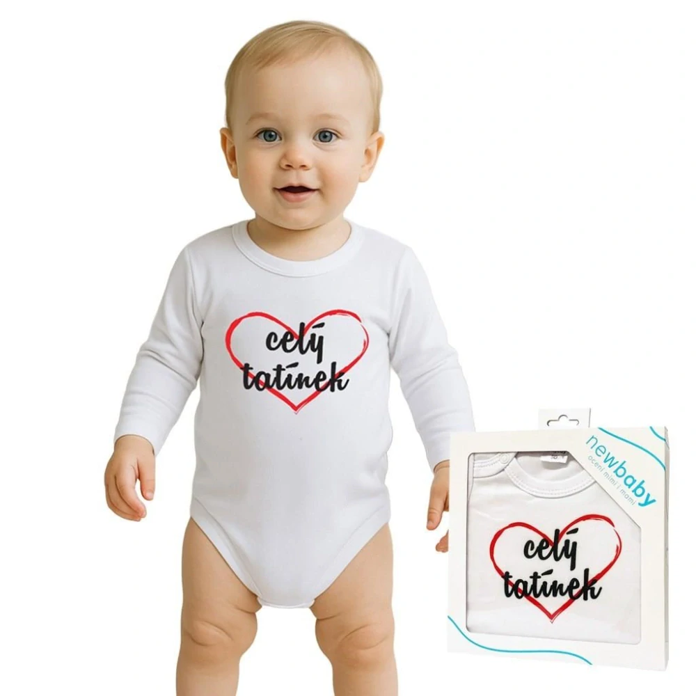 Body s potiskem New Baby celý tatínek - dárkové balení velikost 50