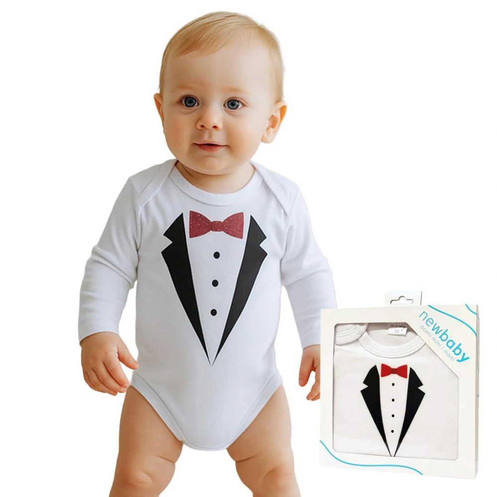 Body s potiskem New Baby smoking - dárkové balení, vel. 56 (0-3m)