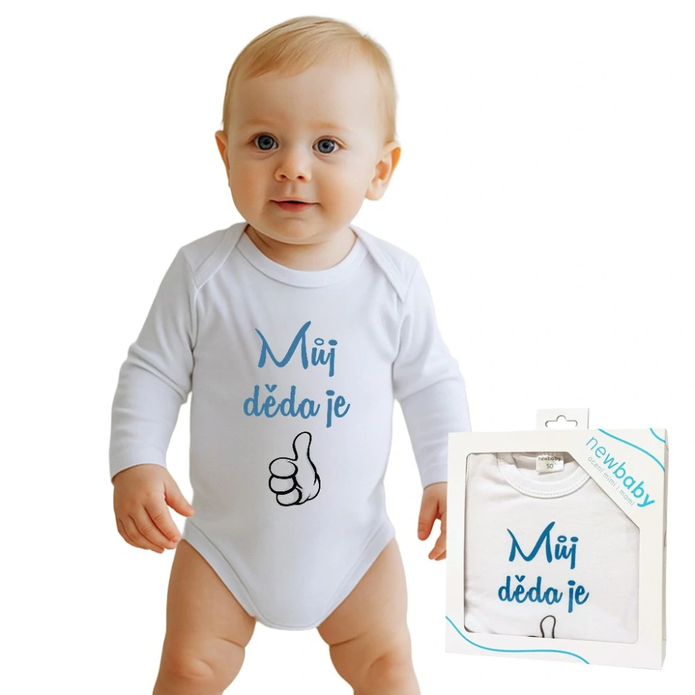 Body s potiskem New Baby Můj děda je jednička - dárkové balení velikost 86 (12-18m)