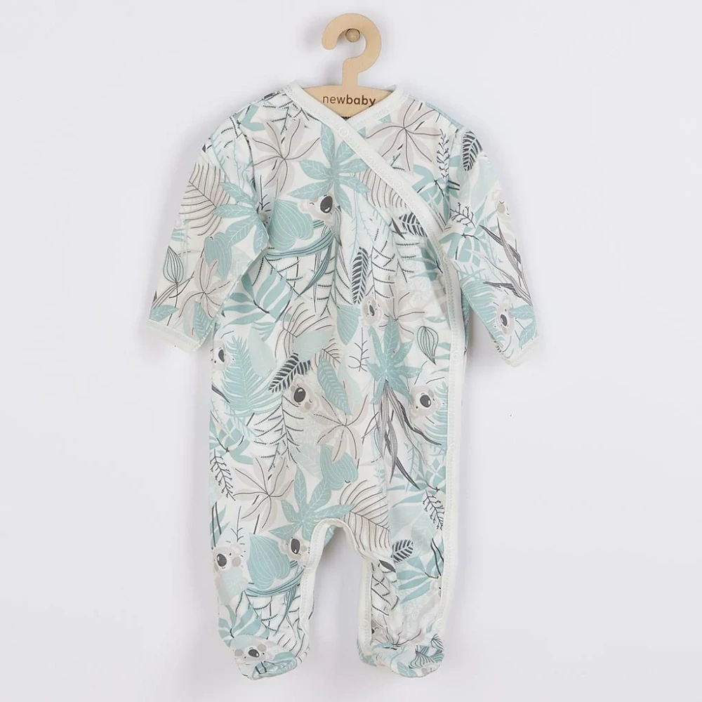 Kojenecký bavlněný overal s bočním zapínáním New Baby Lovely zelený velikost 68 (4-6m)