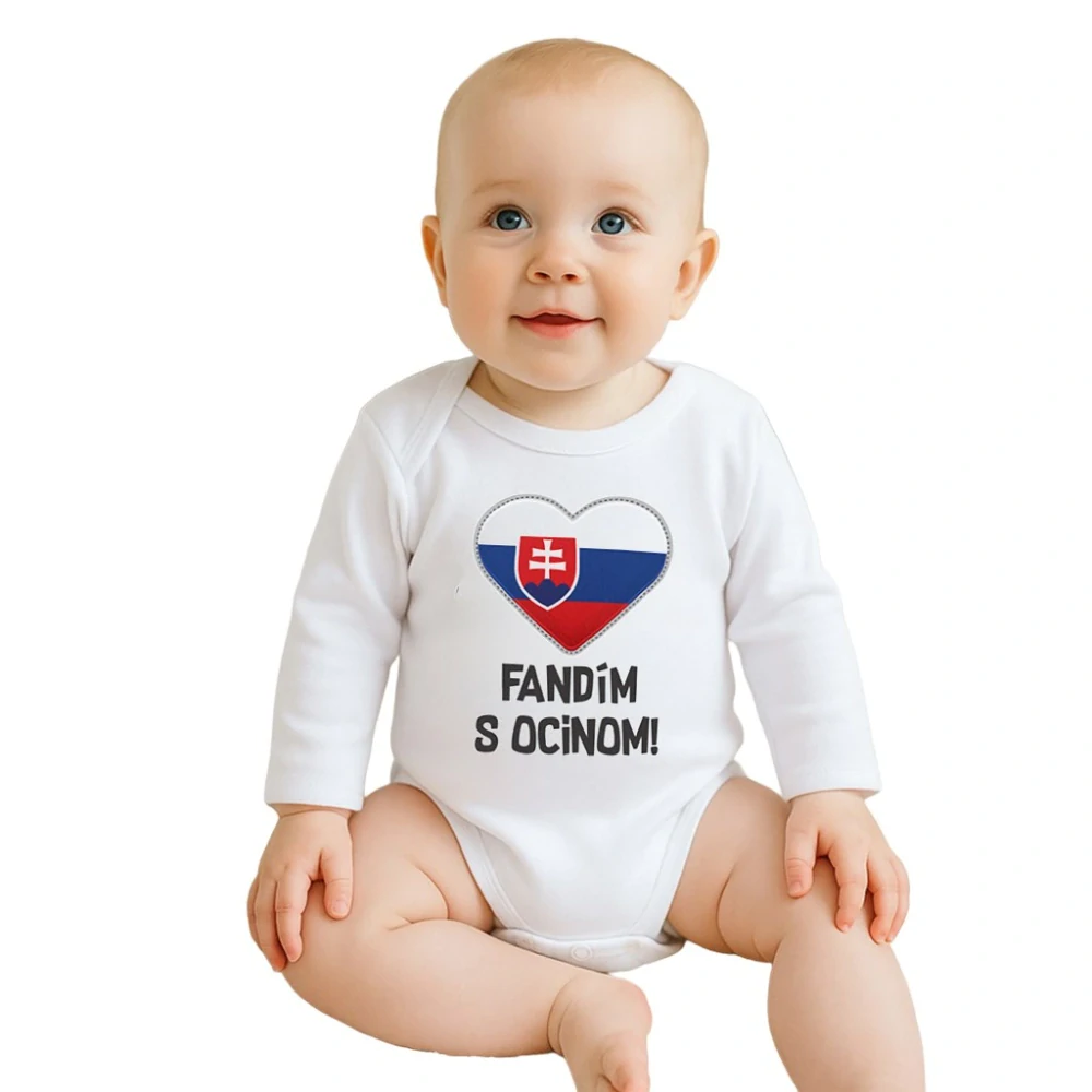 Body s potiskem New Baby Fandím s ocinom biele, vel. 50