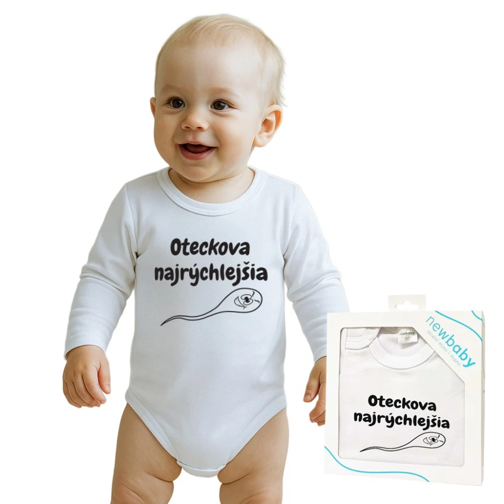 Body s potiskem New Baby Oteckova najrýchlejšia - darčekové balenie velikost 80 (9-12m)