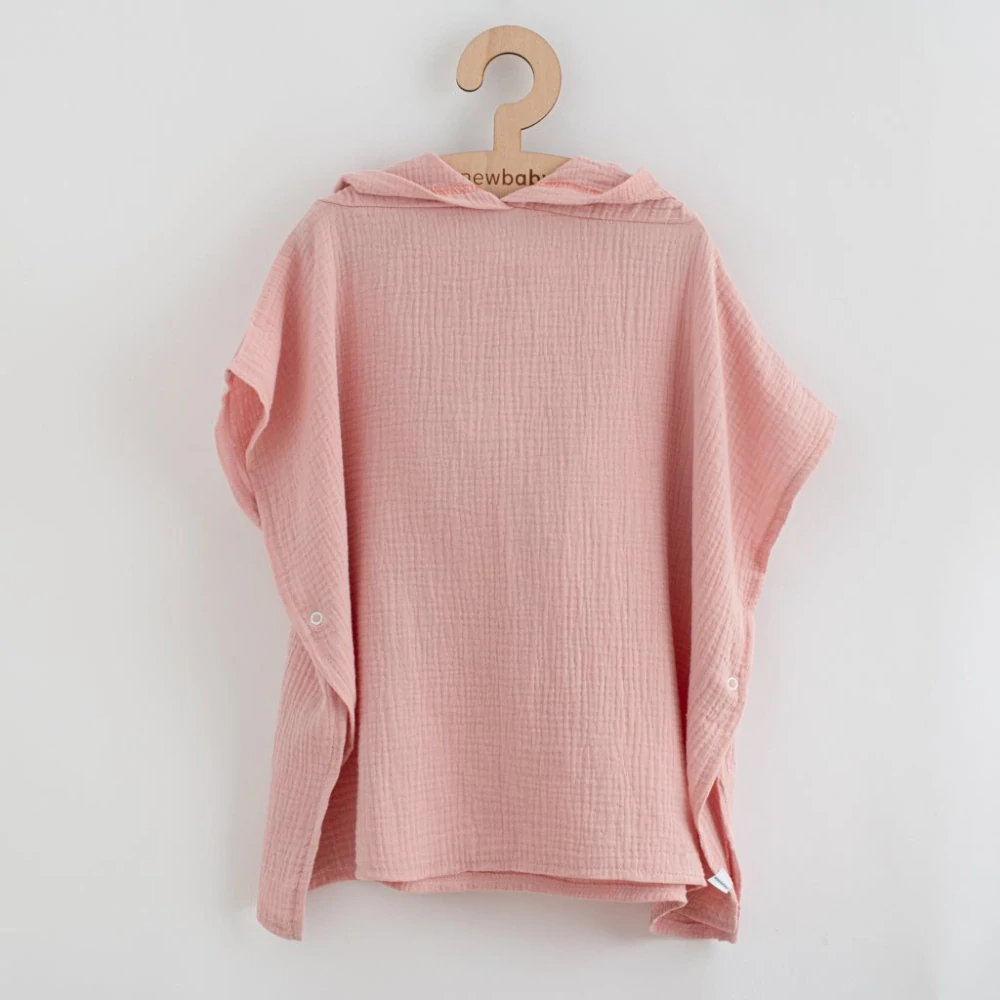 Dětské mušelínové pončo New Baby Feeling růžová 80 cm velikost M