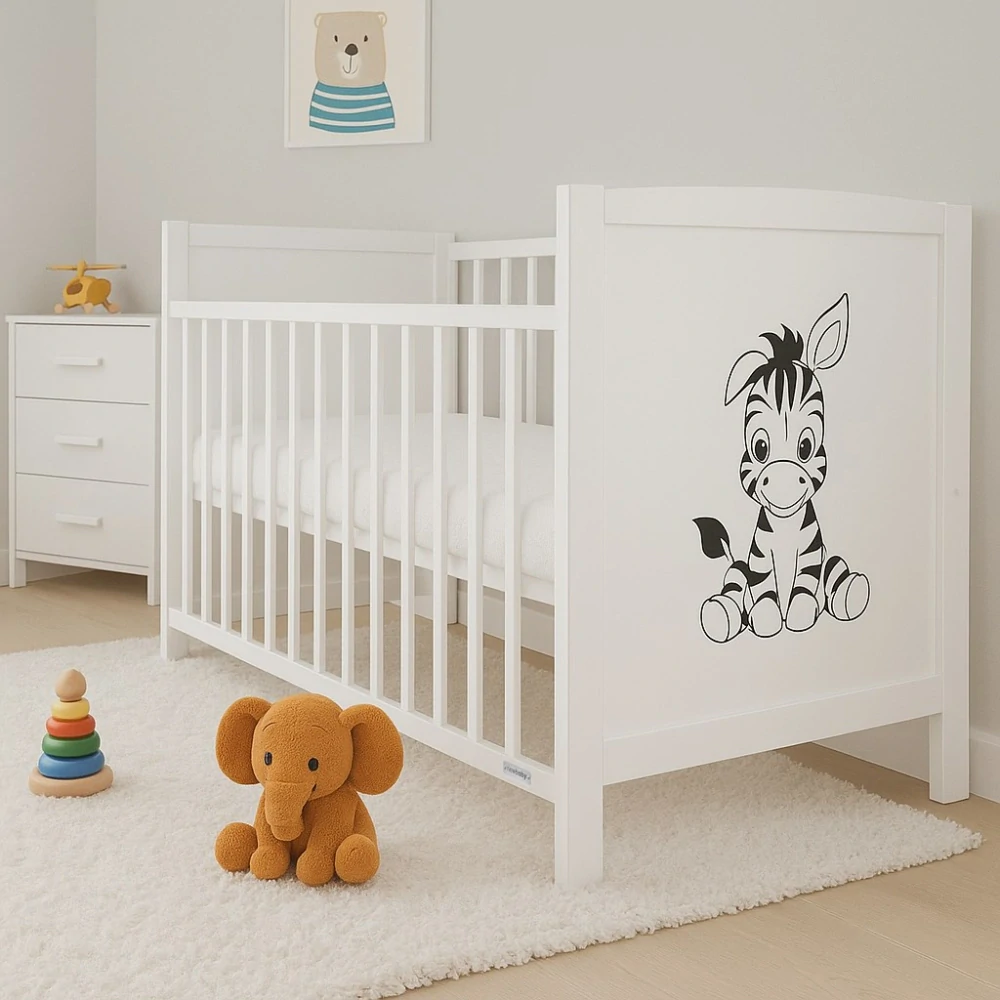 Dětská postýlka New Baby BEA Zebra se stahovací bočnicí bílá