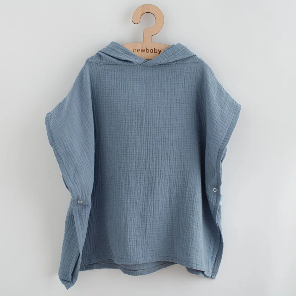 Dětské mušelínové pončo New Baby Feeling modrá 35 cm velikost XS