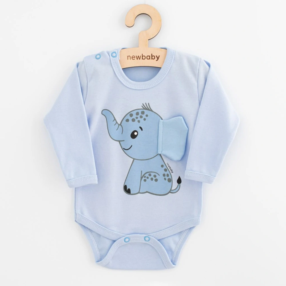 Kojenecké body s dlouhým rukávem New Baby Happy Elephant blue velikost 86 (12-18m)