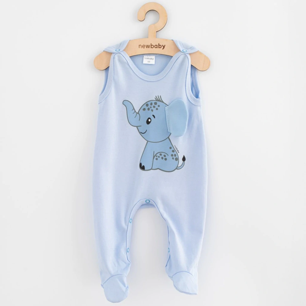 Kojenecké bavlněné dupačky New Baby Happy Elephant blue velikost 74 (6-9m)
