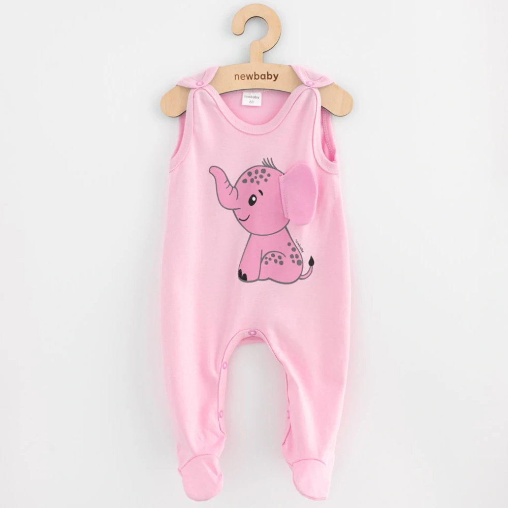 Kojenecké bavlněné dupačky New Baby Happy Elephant pink velikost 62 (3-6m)