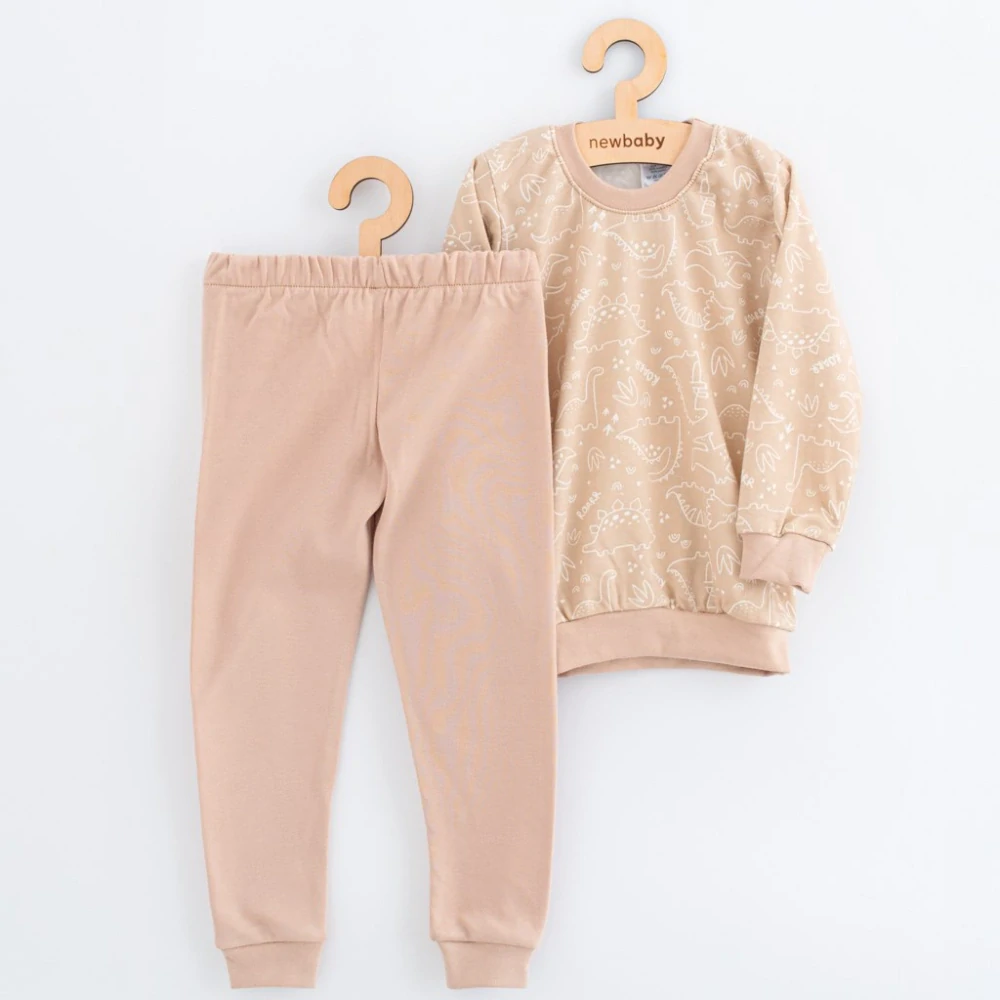 Dětské bavlněné pyžamko New Baby beige dino velikost 128/134