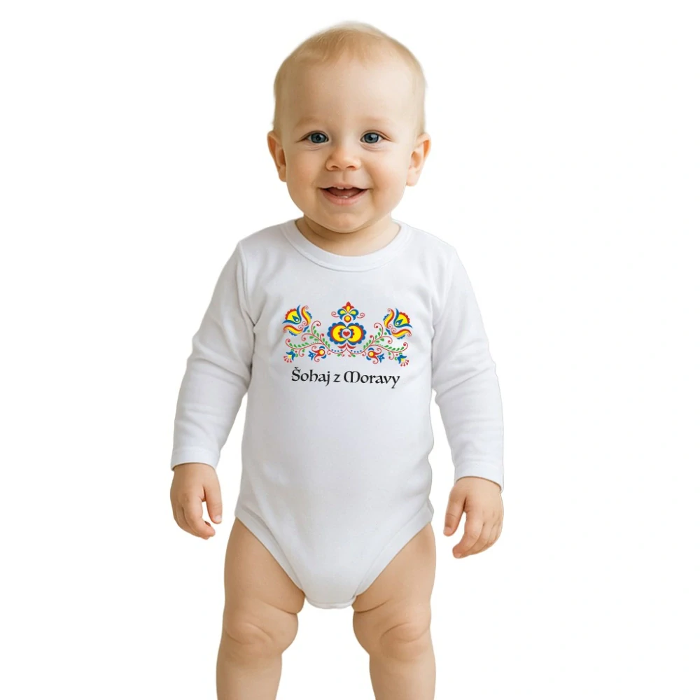 Dětské body s potiskem New Baby Lidový vzor Šohaj z Moravy, vel. 80 (9-12m)