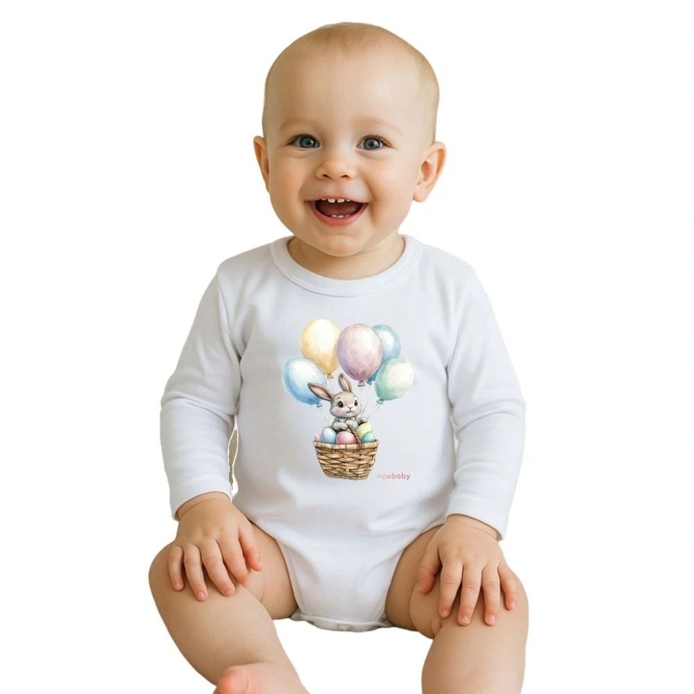 Dětské body s potiskem New Baby Králíček s balónky, vel. 80 (9-12m)