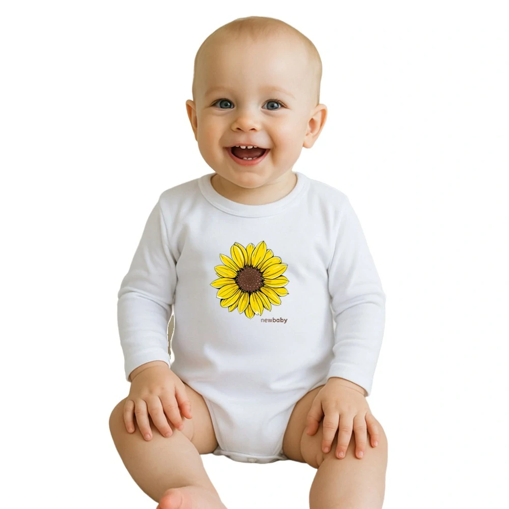 Dětské body s potiskem New Baby Slunečnice - krátký rukáv, vel. 74 (6-9m)