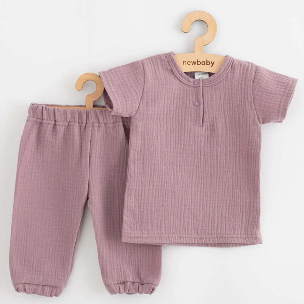 Kojenecká mušelínová souprava tričko a kalhoty New Baby lavender velikost 62 (3-6m)