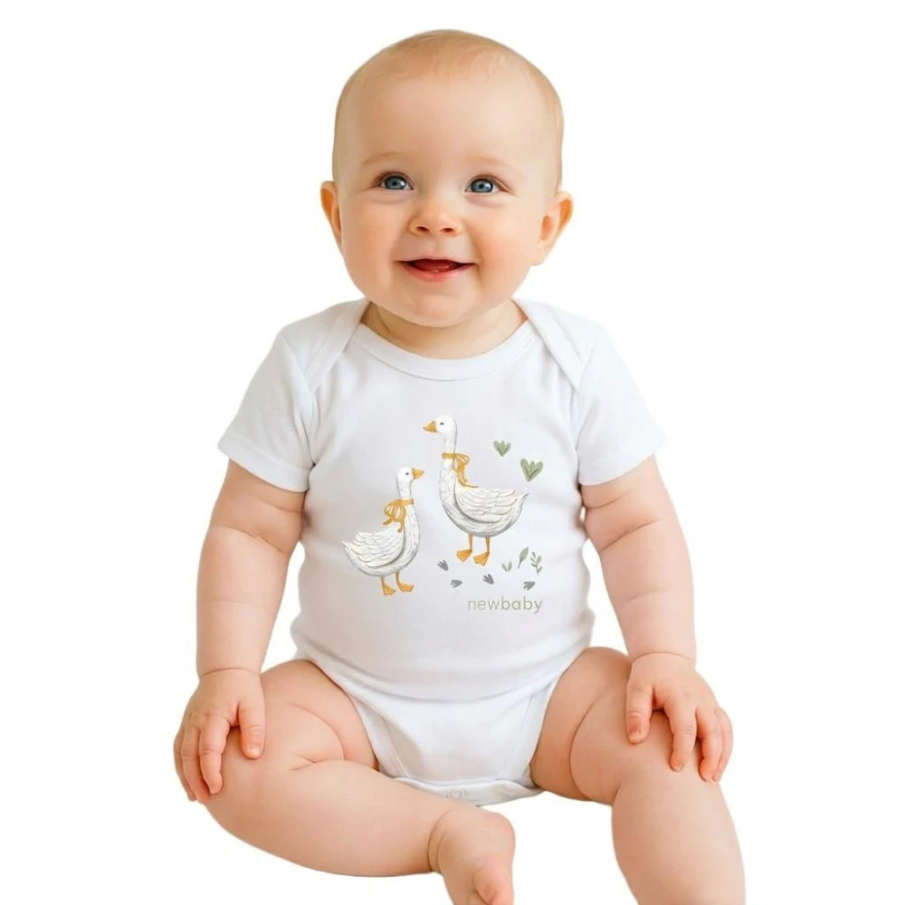 Dětské body s potiskem New Baby Husičky - krátký rukáv, vel. 80 (9-12m)