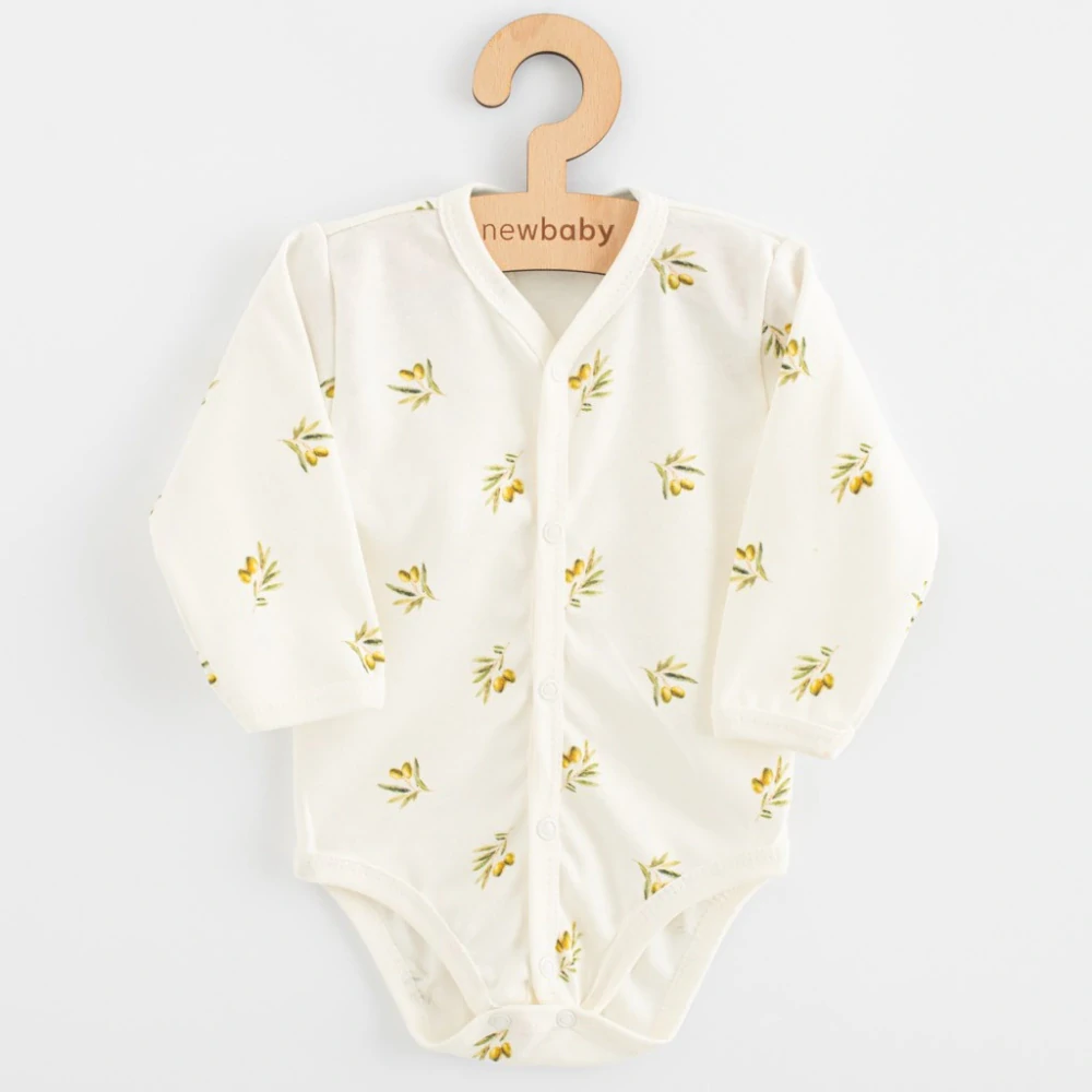 Kojenecké celorozepínací body s dlouhým rukávem z organické bavlny New Baby Olivy velikost 56 (0-3m)