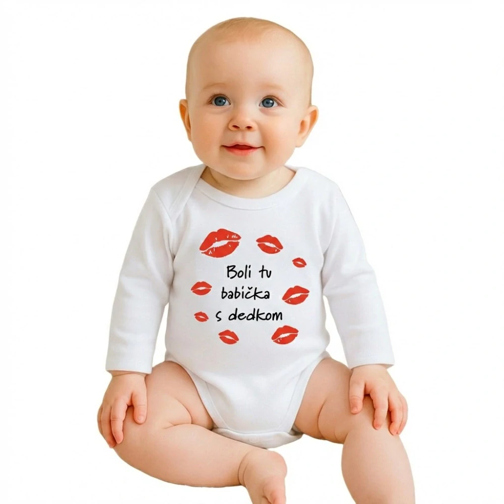 Dětské body s potiskem New Baby Boli tu babička s dedkom velikost 80 (9-12m)