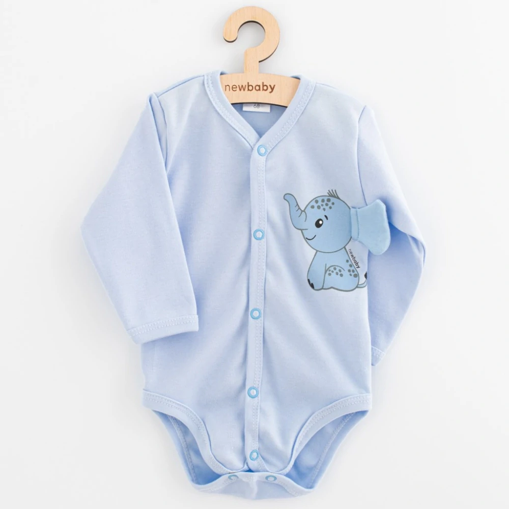 Kojenecké celorozepínací body s dlouhým rukávem New Baby Happy Elephant blue