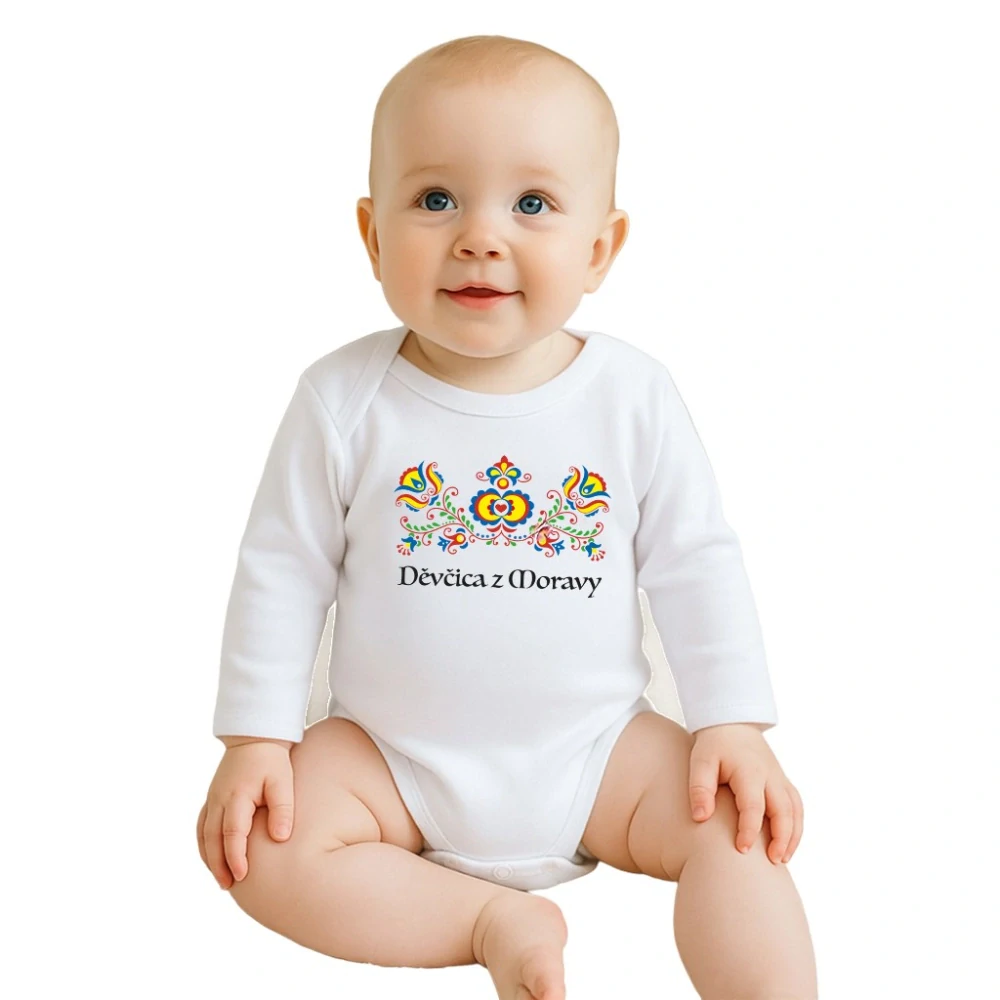 Dětské body s potiskem New Baby Lidový vzor Děvčica z Moravy, vel. 74 (6-9m)