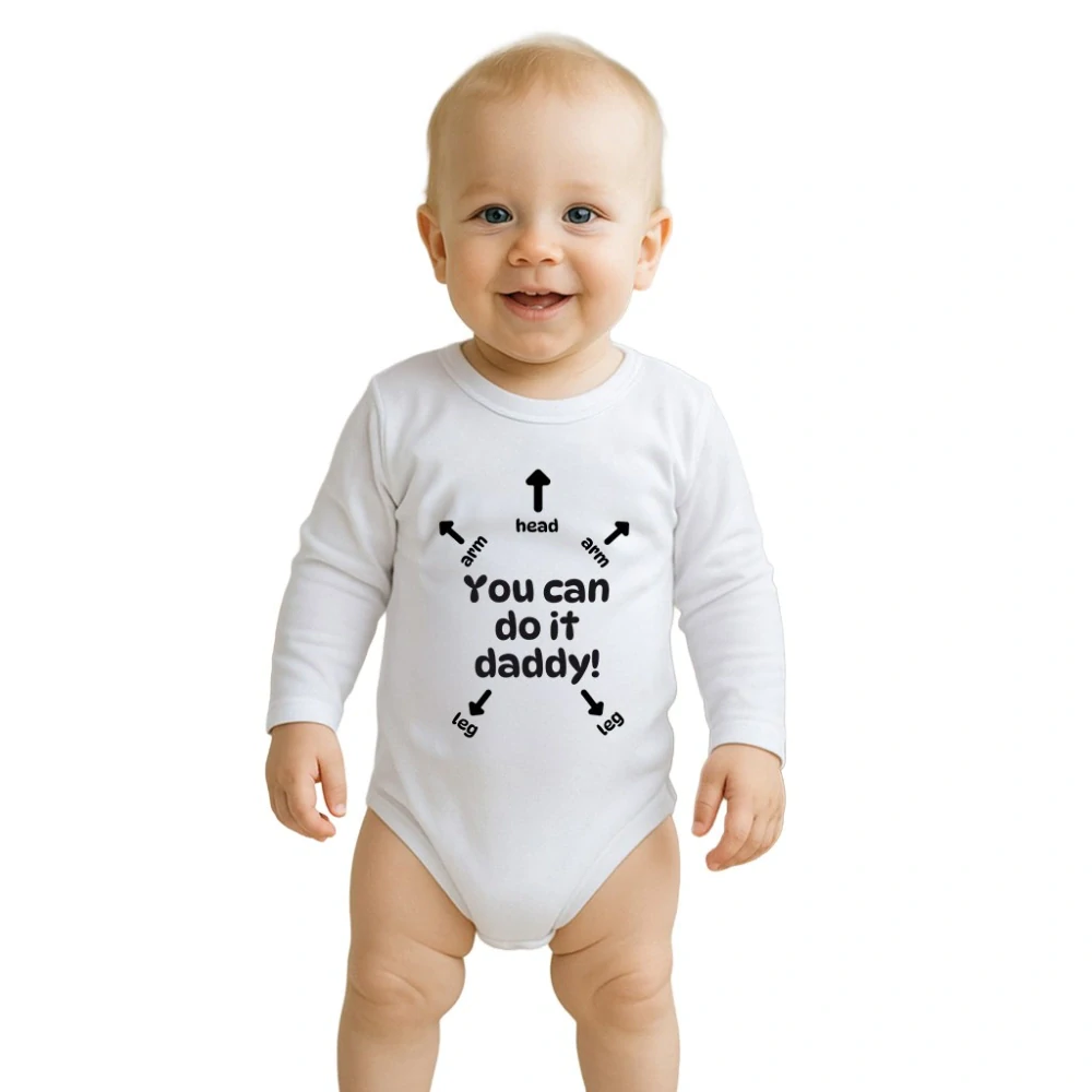 Dětské body s potiskem New Baby You can do it daddy!, vel. 68 (4-6m)