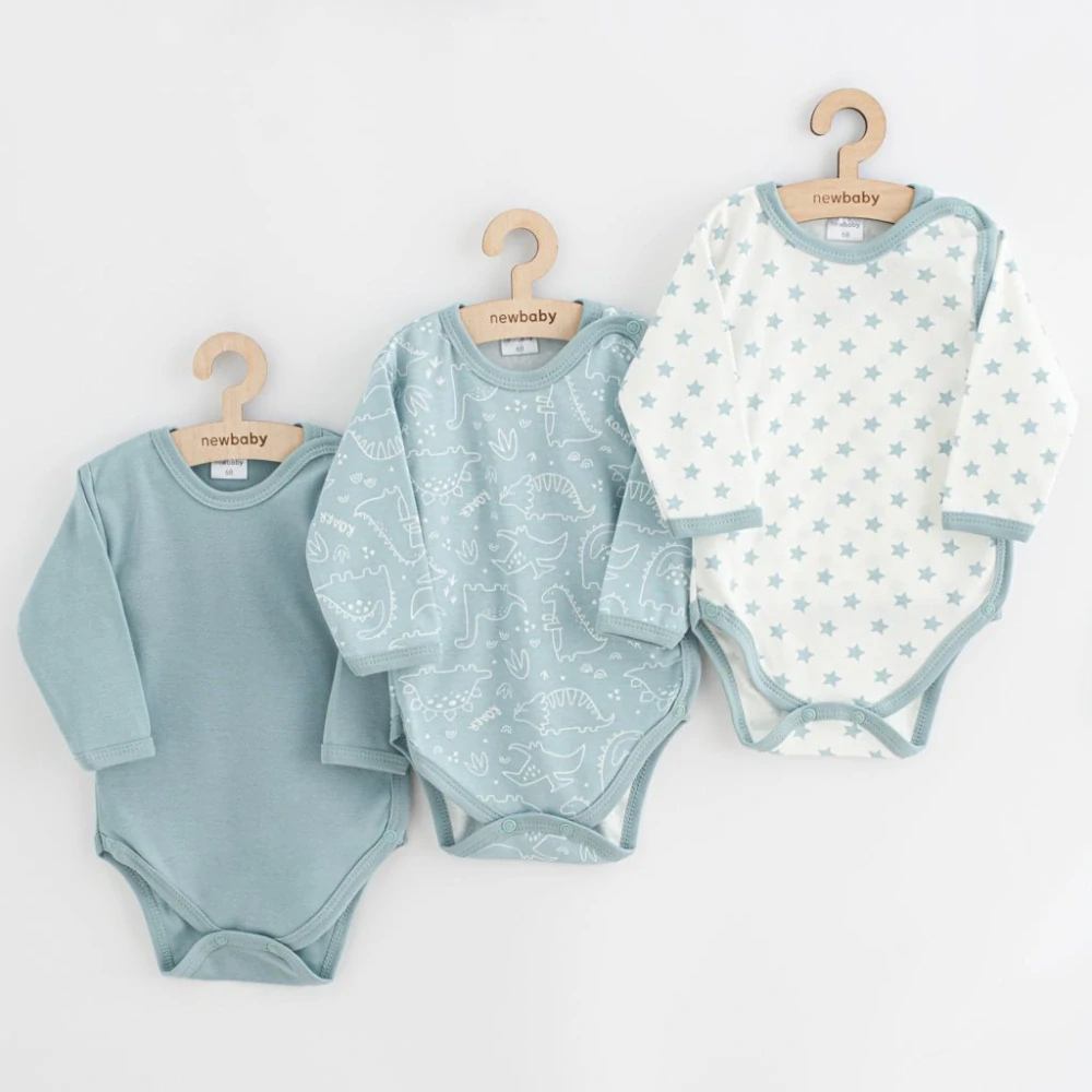 Kojenecké celorozepínací body New Baby Classic II Uni 3ks mátové velikost 56 (0-3m)