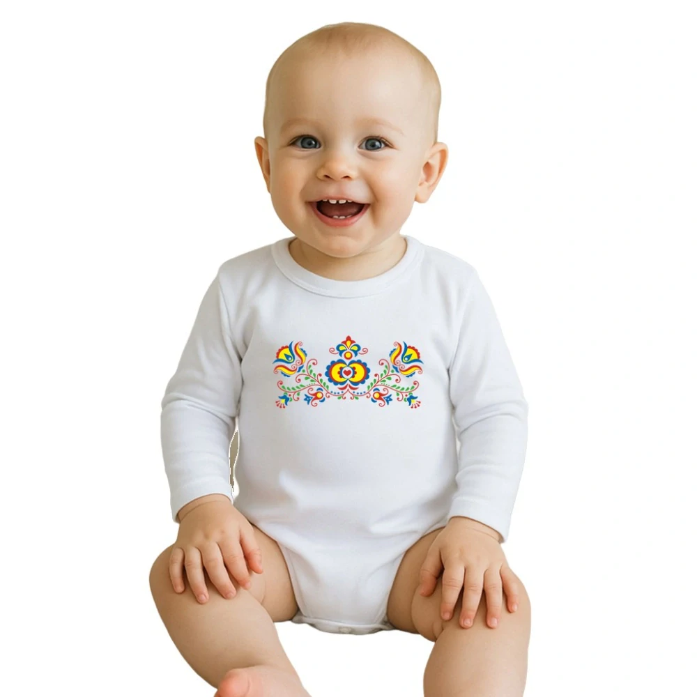 Dětské body s potiskem New Baby Lidový vzor, vel. 74 (6-9m)